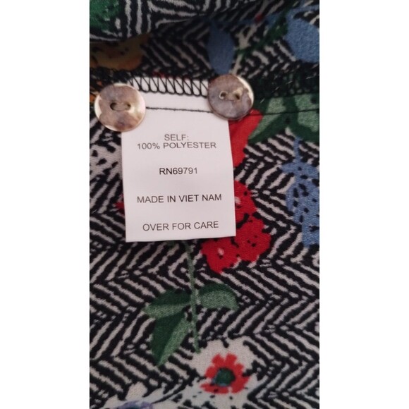 Figueroa & Flower Tunic Floral Print SZ Medium 3/4 Sleeve Bohemian - Picture 7 of 8